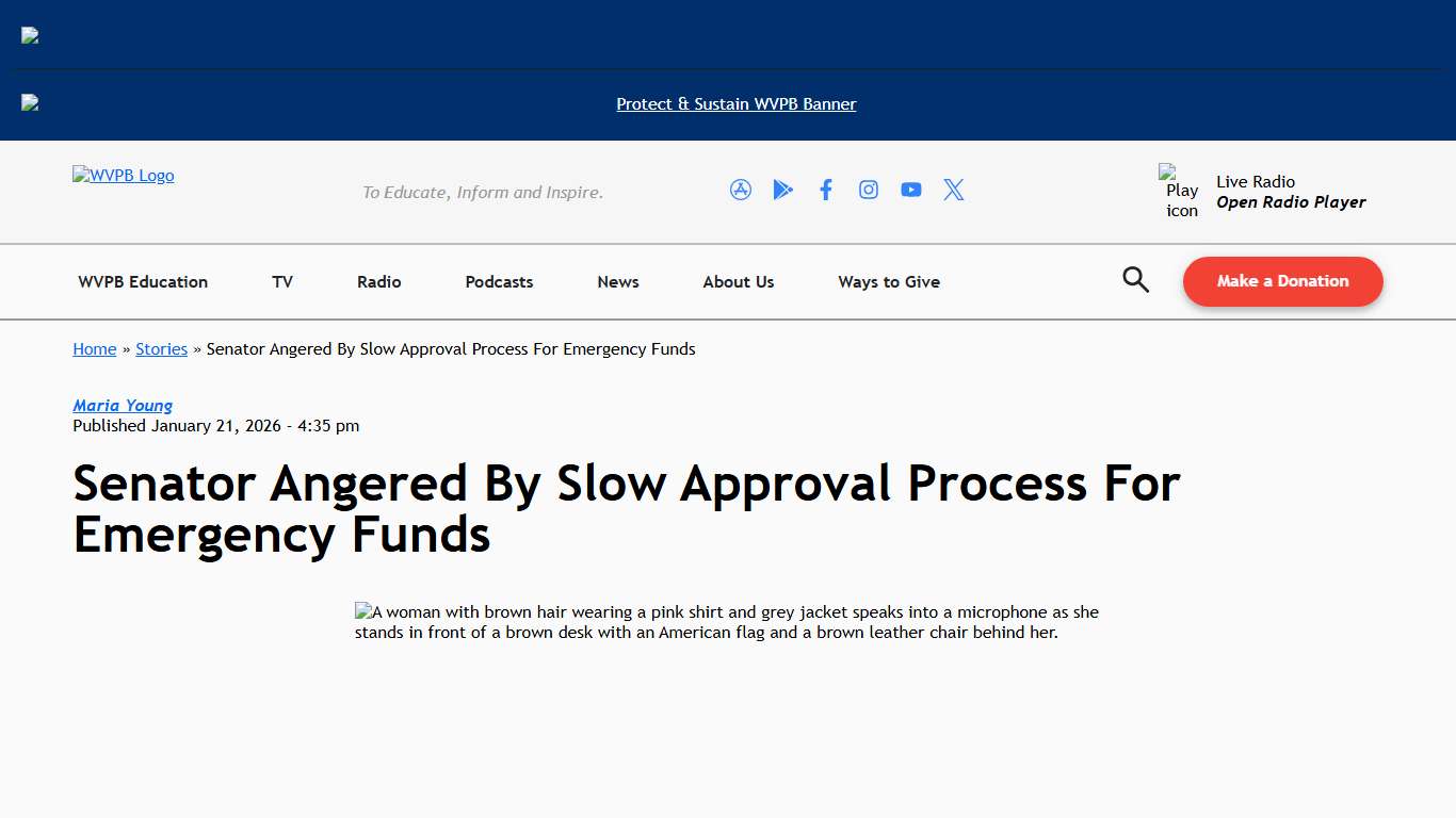 Senator Angered By Slow Approval Process For Emergency Funds - West Virginia Public Broadcasting : West Virginia Public Broadcasting
